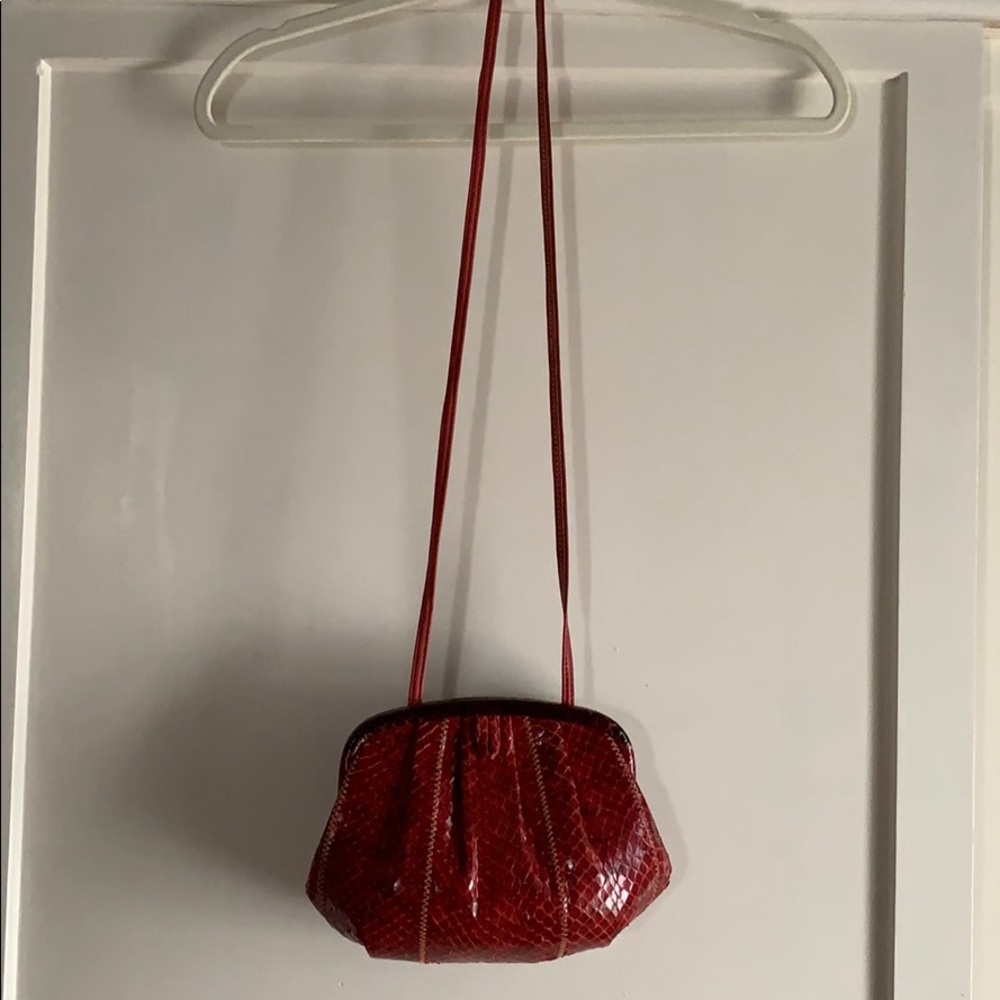 Red snakeskin design small evening purse